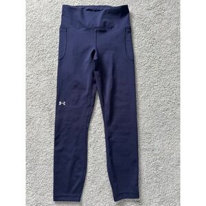 Under Armour Tech Women Navy Blue Fitted Cropped Leggings Soft‎ Feel Size Medium